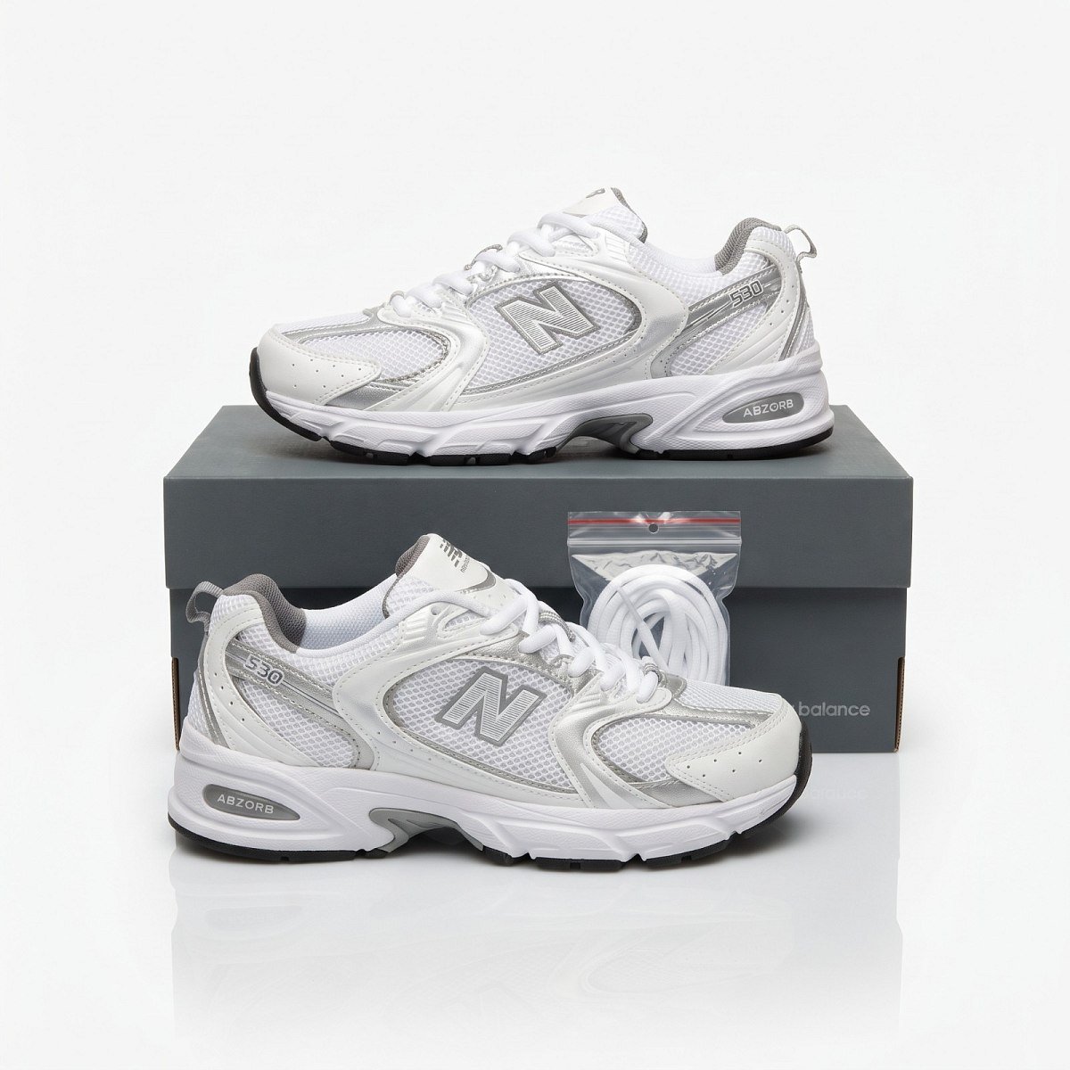 New Balance White Silver Metallic — 1