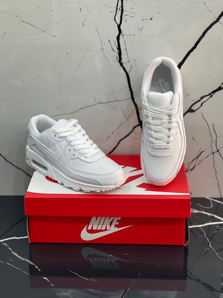 Nike Air Max Airmax 90 All White Leather — 2
