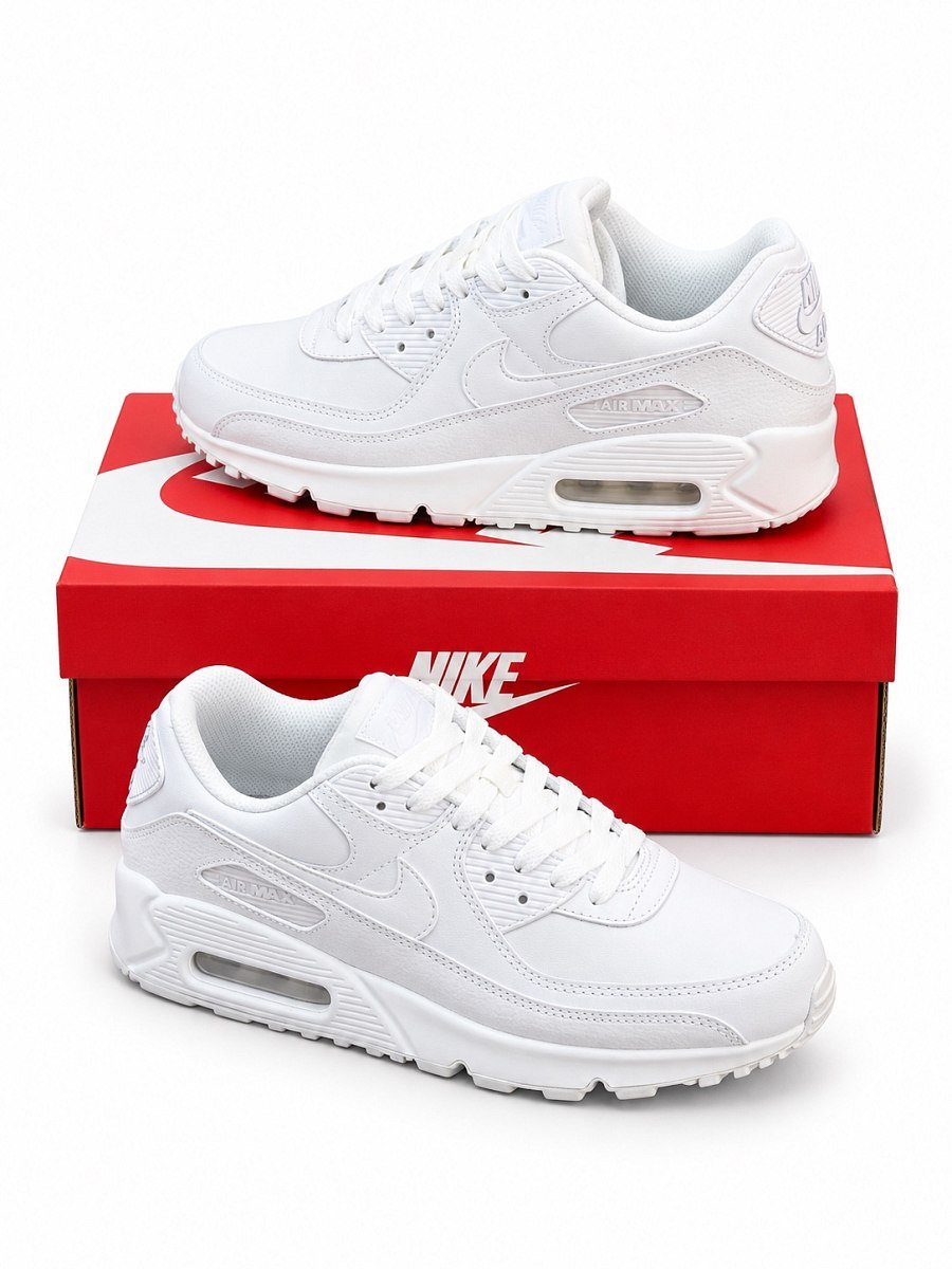 Nike Air Max Airmax 90 All White Leather — 1