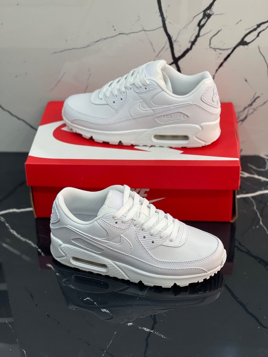 Nike Air Max Airmax 90 All White Leather — 3